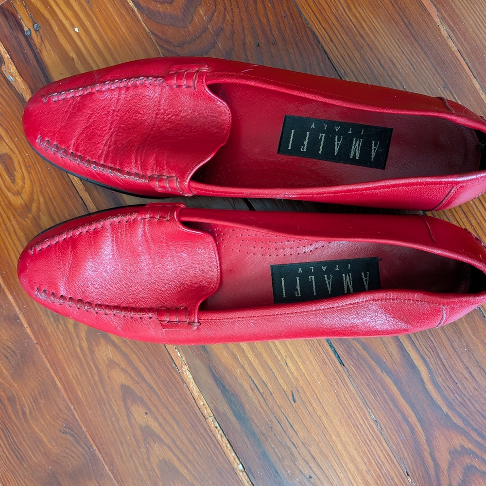 Amalfi Red Leather Loafers for Women